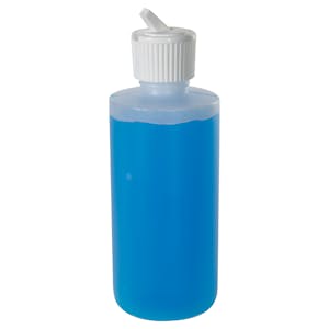 6 oz. Natural HDPE Cylinder Straight Bottom Bottle with 24/410 White Ribbed Flip-Top Dispensing Cap