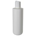 8 oz. White HDPE Cylinder Round Bottom Bottle with 24/410 White Dispensing Disc-Top Cap