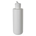 8 oz. White HDPE Cylinder Round Bottom Bottle with 24/410 White Ribbed Flip-Top Cap