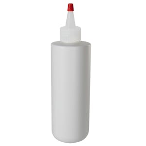 8 oz. White HDPE Cylinder Round Bottom Bottle with 24/410 Natural Yorker Dispensing Cap