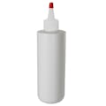 8 oz. White HDPE Cylinder Round Bottom Bottle with 24/410 Natural Yorker Dispensing Cap