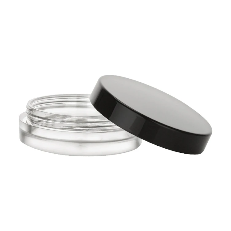 15mL Frosted Clear PETG Round Jar with Black Cap & Liner