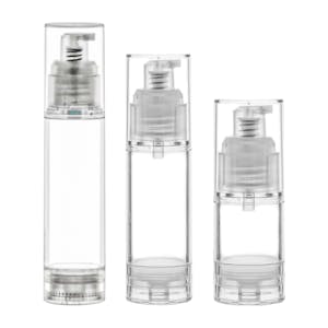 Clear Airless Treatment Bottles with Pumps & Caps