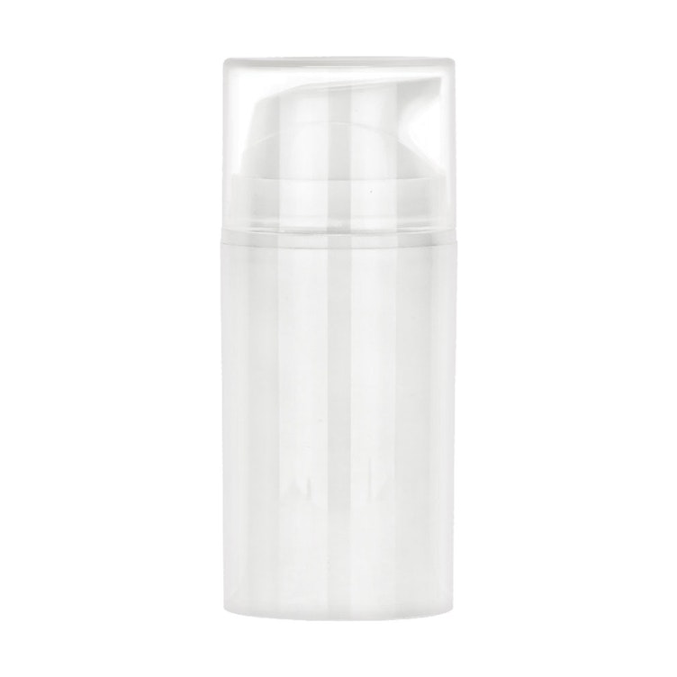 50mL White Airless Dispenser with 45mm Snap-On Cap & Natural Hood