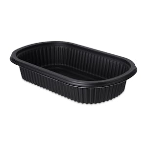 32 oz. Black Polypropylene Proex Microwaveable Medium Entrée Container (Lid Sold Separately) - Case of 250