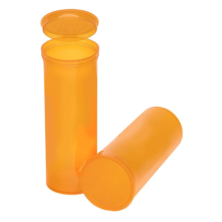 60 Dram/7.5 oz. Transparent Amber Philips RX® Pop-Top Vial with Hinged Lid
