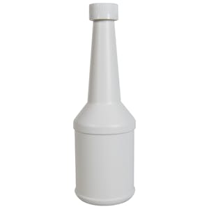 8 oz. White HDPE Additive Round Bottle with 22/400 White Ribbed CRC Cap with F217 Liner