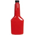 8 oz. Long Neck Red PET Cone Top Bottle with 22/400 Black Ribbed CRC Cap with F217 Liner