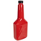 8 oz. Long Neck Red PET Cone Top Bottle with 22/400 Black Ribbed CRC Cap with F217 Liner