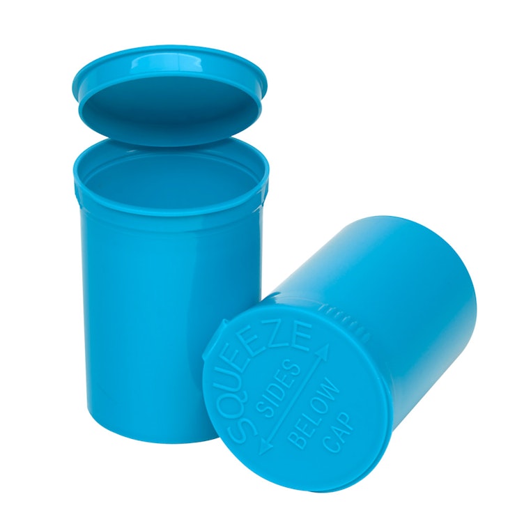 30 Dram/3.75 oz. Opaque Aqua Philips RX® Pop-Top Vial with Hinged Lid