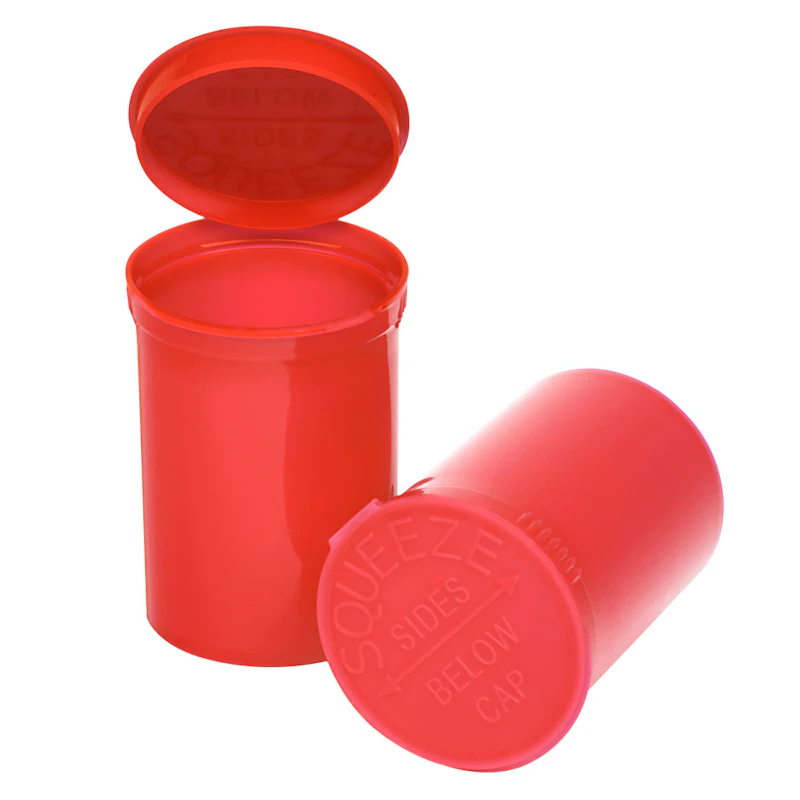 30 Dram/3.75 oz. Opaque Strawberry Philips RX® Pop-Top Vial with Child-Resistant (CRC) Hinged Lid