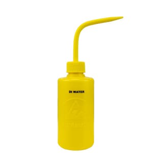 8 oz. durAstatic® Dissipative Yellow Wash Bottle with DI Water Label