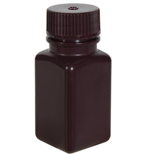 60mL Diamond® RealSeal™ Amber HDPE Square Wide Mouth Bottle with 25mm Cap