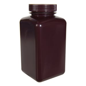 1000mL Diamond® RealSeal™ Amber HDPE Square Wide Mouth Bottle with 63mm Cap