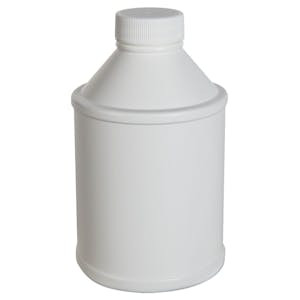 8 oz. Short Neck White HDPE Round Cone Top Bottle with 28/400 White Ribbed Cap with F217 Liner