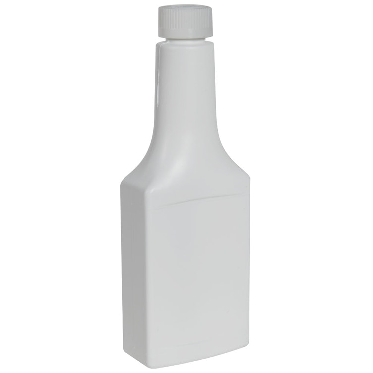 6 oz. Long Neck White HDPE Tall Liberty Oblong Cone Top Bottle with 22/400 White Polypropylene Ribbed CRC Cap with F217 Liner