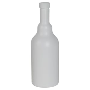12 oz. Short Neck White HDPE Austin Round Cone Top Bottle with 22/400 White Ribbed Cap with F217 Liner