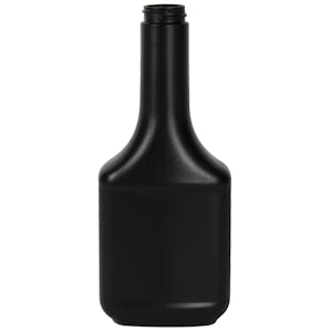 12 oz. Long Neck Black HDPE Rectangular Cone Top Bottle with 28/400 Neck (Cap Sold Separately)