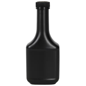 12 oz. Long Neck Black HDPE Rectangular Cone Top Bottle with 28/400 Black Ribbed CRC Cap with F217 Liner