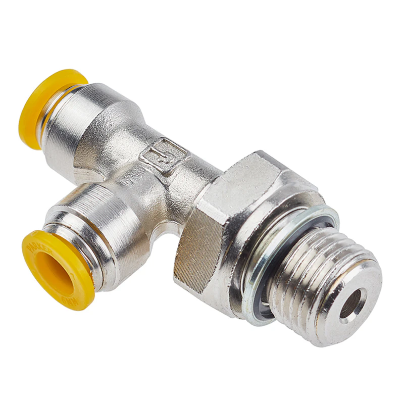 10mm Tube x 10mm Tube x 1/2" BSPP Prestolok PLP Brass Metric Male Run Swivel Tee