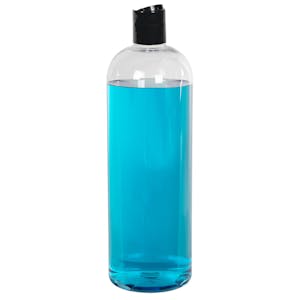 16 oz. Cosmo High Clarity PET Round Bottle with 24/410 Black Polypropylene Dispensing Disc-Top Cap