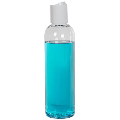 3 oz. Clear PET High Clarity Cosmo Round Bottle with 20/410 White Polypropylene Disc-Top Dispensing Cap