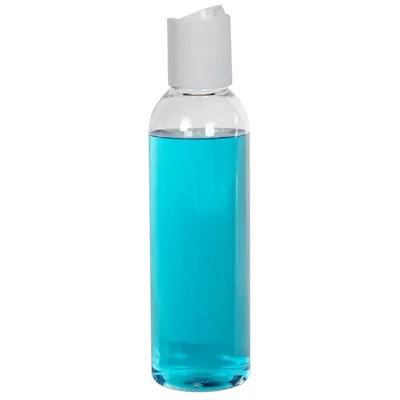 4 oz. Clear PET High Clarity Cosmo Round Bottle with 24/410 White Polypropylene Disc-Top Dispensing Cap