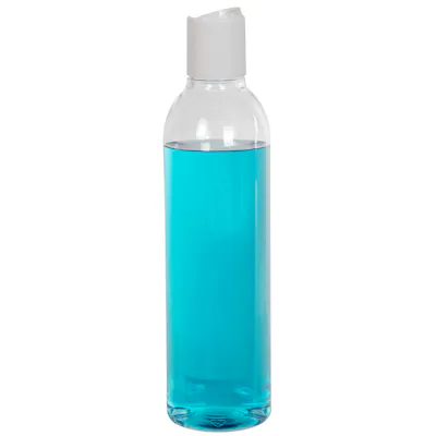 6 oz. Clear PET High Clarity Cosmo Round Bottle with 24/410 White Polypropylene Disc-Top Dispensing Cap