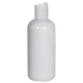 12 oz. White PET Traditional Boston Round Bottle with 24/410 White Polypropylene Dispensing Disc-Top Cap