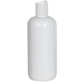 16 oz. White PET Traditional Boston Round Bottle with 28/410 White Polypropylene Dispensing Disc-Top Cap