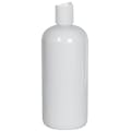 32 oz. White PET Traditional Boston Round Bottle with 28/410 White Polypropylene Dispensing Disc-Top Cap