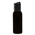 1 oz. Black PET Cosmo Round Bottle with 20/410 Black Polypropylene Dispensing Disc-Top Cap