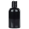 4 oz. Black PET Cosmo Round Bottle with 20/410 Black Polypropylene Disc-Top Dispensing Cap