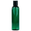 6 oz. Dark Green PET Cosmo Round Bottle with 24/410 Black Polypropylene Disc-Top Dispensing Cap