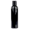 6 oz. Black PET Cosmo Round Bottle with 24/410 Black Polypropylene Disc-Top Dispensing Cap