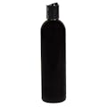 8 oz. Black PET Cosmo Round Bottle with 24/410 Black Polypropylene Dispensing Disc-Top Cap