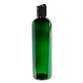 12 oz. Dark Green PET Cosmo Round Bottle with 24/410 Black Polypropylene Dispensing Disc-Top Cap