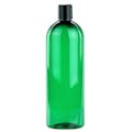 32 oz. Dark Green PET Cosmo Round Bottle with 28/410 Black Polypropylene Disc-Top Dispensing Cap