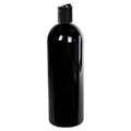 32 oz. Black PET Cosmo Round Bottle with 28/410 Black Polypropylene Dispensing Disc-Top Cap