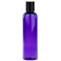4 oz. Purple PET Cosmo Round Bottle with 20/410 Black Polypropylene Disc-Top Dispensing Cap