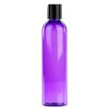 8 oz. Purple PET Cosmo Round Bottle with 24/410 Black Polypropylene Disc-Top Dispensing Cap