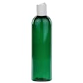 4 oz. Dark Green PET Cosmo Round Bottle with 20/410 White Polypropylene Disc-Top Dispensing Cap