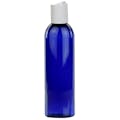 6 oz. Cobalt Blue PET Cosmo Round Bottle with 24/410 White Polypropylene Disc-Top Dispensing Cap