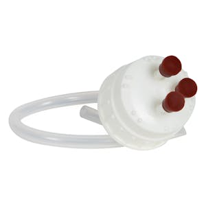 53B White Polypropylene Aseptic Transfer Closure with Ports for 1/4" ID Tube