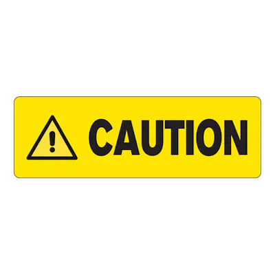 "Caution" Rectangular Paper Label with Symbol & Yellow Background - 3" x 1"