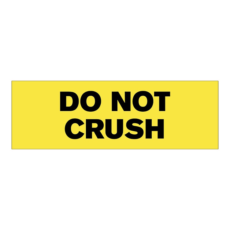 "Do Not Crush" Rectangular Paper Label with Yellow Background - 3" x 1"