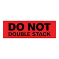 "Do Not Double Stack" Rectangular Paper Label with Red Background - 3" x 1"