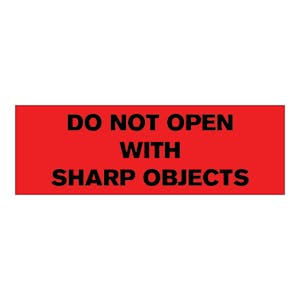 "Do Not Open With Sharp Objects" Rectangular Labels
