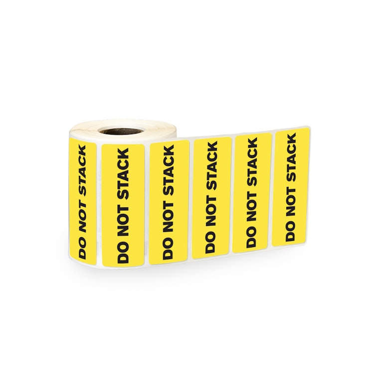 "Do Not Stack" Rectangular Paper Label with Yellow Background - 3" x 1"
