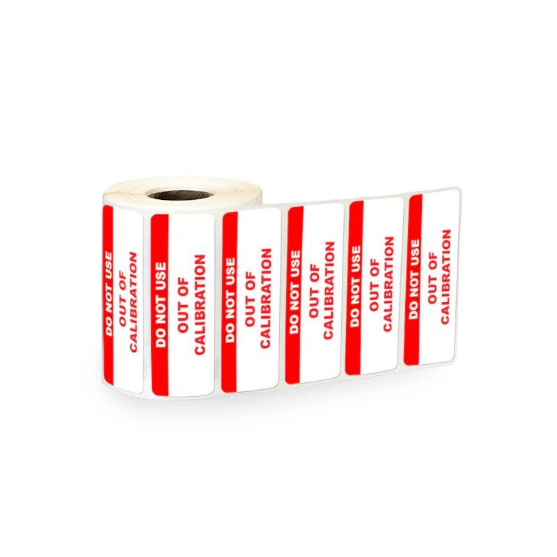 "Do Not Use - Out of Calibration" Rectangular Paper Label with Red Header - 3" x 1"